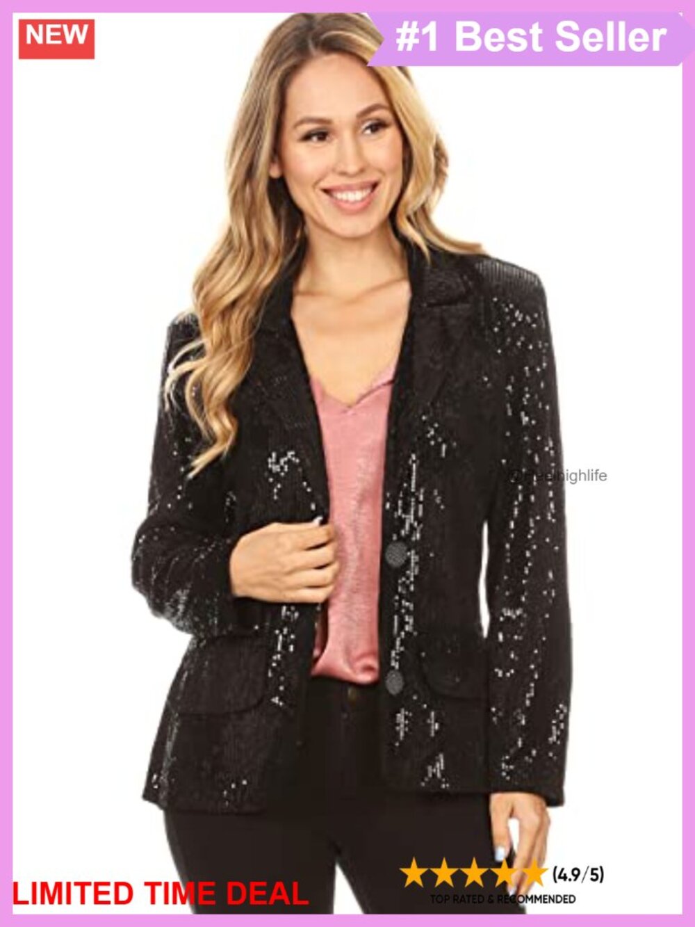 Sequin Open Front Long Sleeve Blazer Jacket Evening Party Formal